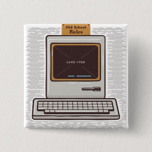 Old School Rules Retro Computer Game Over Button (Vorderseite)