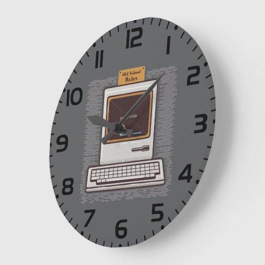 Old School Rules Retro Computer Game Over Große Wanduhr (Winkel)