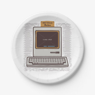 Old School Rules Retro-Computerspiel vorbei Pappteller