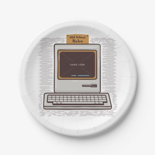 Old School Rules Retro-Computerspiel vorbei Pappteller (Vorderseite)