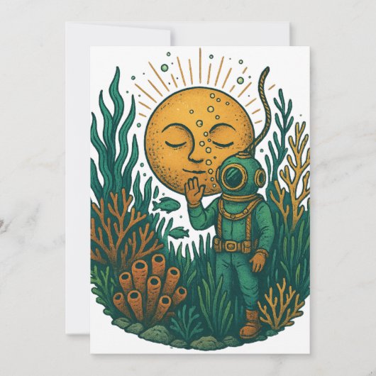 Old School Scuba Diver Einladung (Vorderseite)