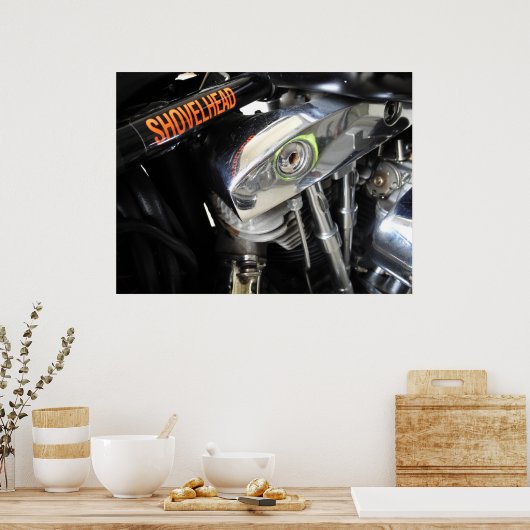 Old School Shovelhead Motorrad Art Poster (Küche)