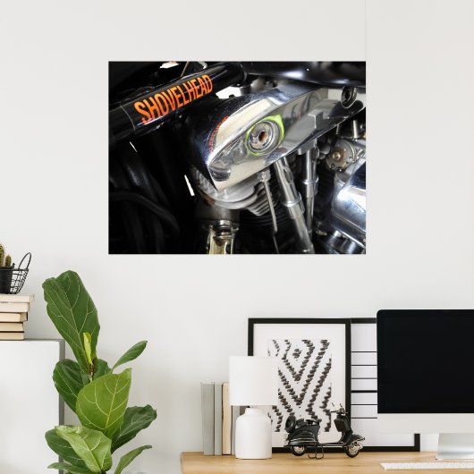 Old School Shovelhead Motorrad Art Poster (Heimbüro)
