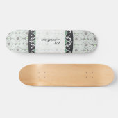 Old School Skateboard Blaue Blumen Muster (Horizontal)