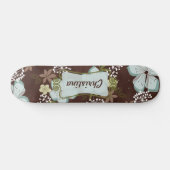 Old School Skateboard Hawaiian Blue Blumen (Horizontal)