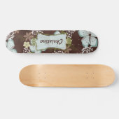 Old School Skateboard Hawaiian Blue Blumen (Horizontal)