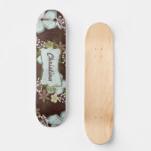 Old School Skateboard Hawaiian Blue Blumen (Vorderseite)