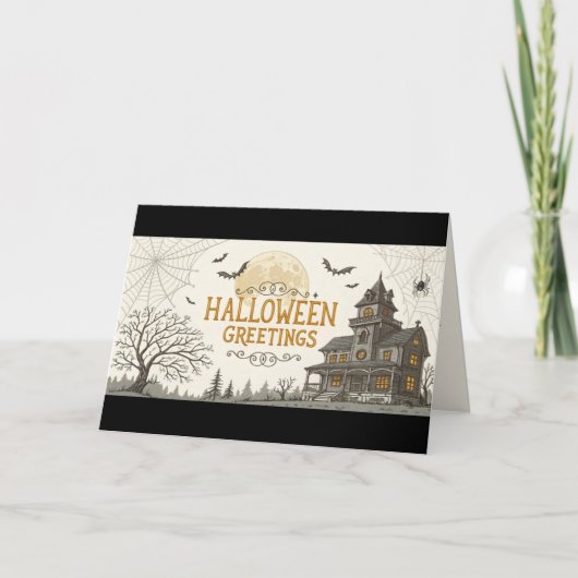 Old School Spuk House Card Karte (Vorderseite)