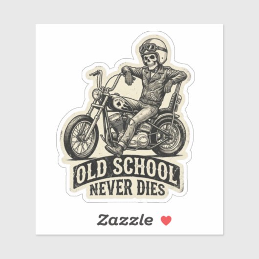 Old School stirbt nie Skeleton Biker Aufkleber (Blatt)