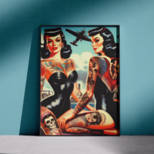 Old School tätowierte Pin-up Poster