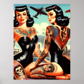 Old School tätowierte Pin-up Poster (Vorne)