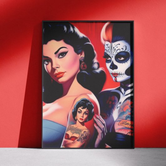 Old School tätowierte Pin-ups Poster