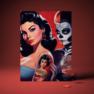 Old School tätowierte Pin-ups Puzzle