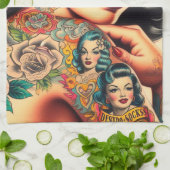 Old School Tattoo Button-up Geschirrtuch (Gefaltet)