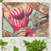 Old School Tattoo Button-up Geschirrtuch (Gefaltet)