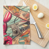 Old School Tattoo Button-up Geschirrtuch (Viertel Falte)