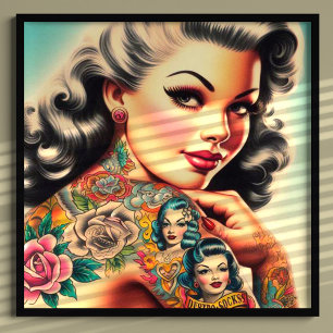 Old School Tattoo Button-up Poster