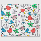 Old School Tattoo Geschenkpapier (Flach)