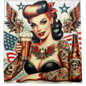 Old School Tattoo Girl Duschvorhang (Vorderseite)