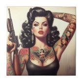 Old School Tattoo Girl Fliese (Vorderseite)