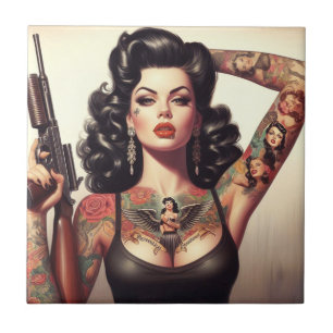 Old School Tattoo Girl Fliese