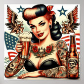 Old School Tattoo Girl Poster (Vorne)