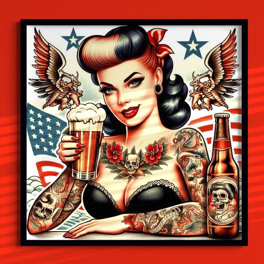 Old School Tattoo Girl Poster