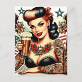 Old School Tattoo Girl Postkarte (Vorderseite)