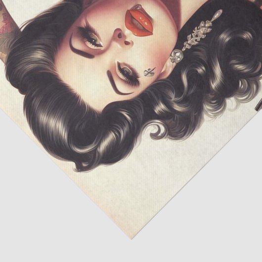 Old School Tattoo Girl Seidenpapier (Ausschnitt)