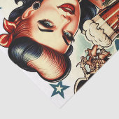 Old School Tattoo Girl Seidenpapier (Ausschnitt)