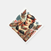 Old School Tattoo Girl Serviette (Ecke)