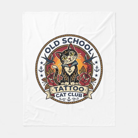 Old School Tattoo Katze Süße Kitty Design - Old Sc Fleecedecke (Vorderseite)