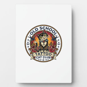 Old School Tattoo Katze Süße Kitty Design - Old Sc Fotoplatte