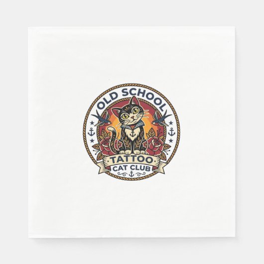 Old School Tattoo Katze Süße Kitty Design - Old Sc Serviette (Vorderseite)