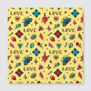 Old School Tattoo Liebe Muster Magnetkarte