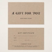 Old school Tattoo parlor kraft gift certificate (Vorne & Hinten)