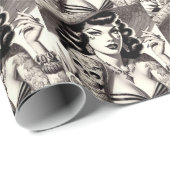 Old School Tattoo Pinup Geschenkpapier (Rolleneckpunkt)
