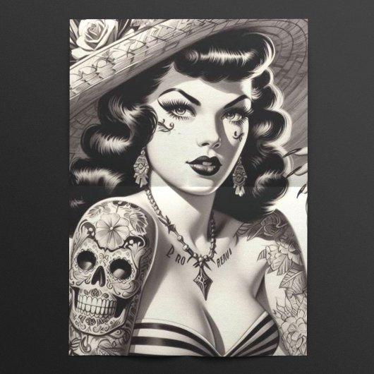 Old School Tattoo Pinup Seidenpapier