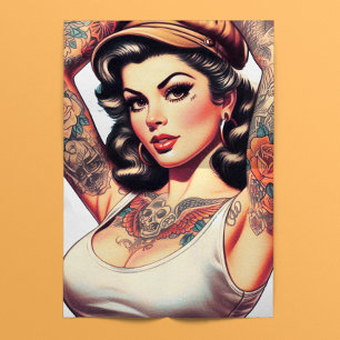 Old School Tattoo Pinup Seidenpapier