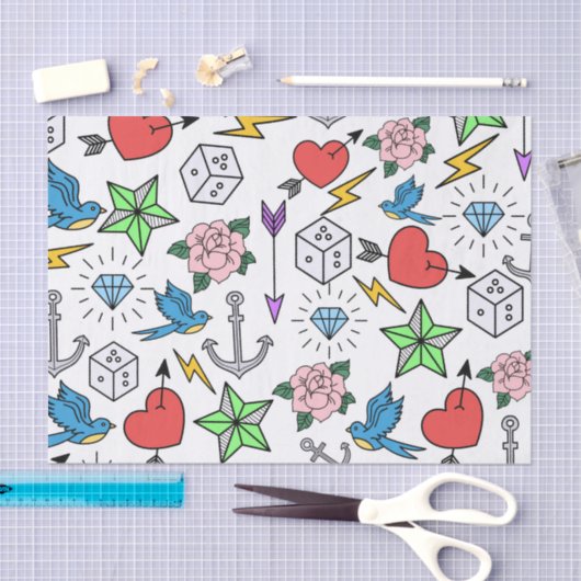 Old School Tattoo Seidenpapier (Handwerk)