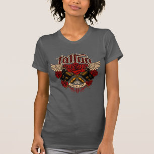Old School Tattoo Subkultur Rosen Fausthandschuhe  T-Shirt