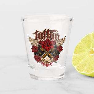 Old School Tattoo Subkultur Rosen Knöchel  Schnapsglas