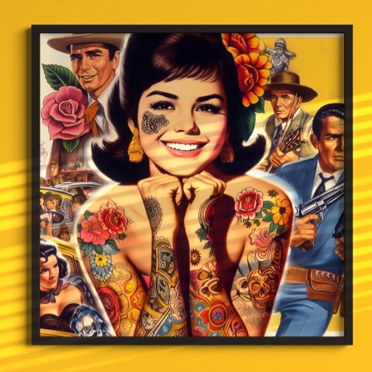 Old School Tattooed Girl Poster