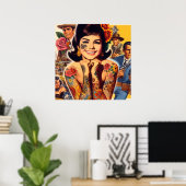 Old School Tattooed Girl Poster (Heimbüro)