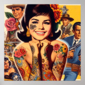 Old School Tattooed Girl Poster (Vorne)