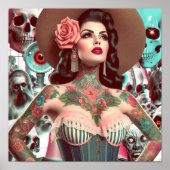 Old School Tattoooed Frauen Collage Poster (Vorne)
