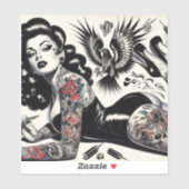 Old School Tattoooed Girl Aufkleber (Blatt)