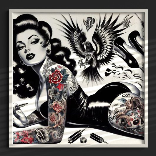 Old School Tattoooed Girl Poster