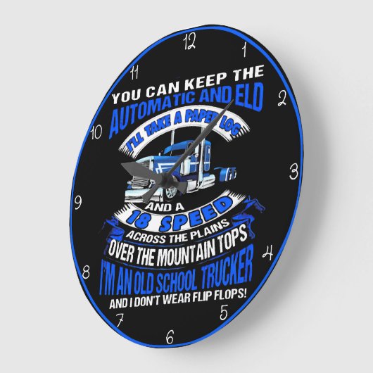 Old School Trucker: Kein Flip-Flops! Große Wanduhr (Winkel)