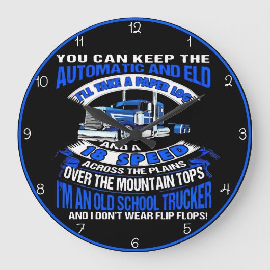 Old School Trucker: Kein Flip-Flops! Große Wanduhr (Vorderseite)